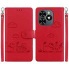 For Tecno Spark Go 2024 / 20 / 20C Cute Cats RFID Leather Phone Case(Red) - 1