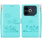 For Tecno Pova 6 Neo Cute Cats RFID Leather Phone Case(Green) - 1