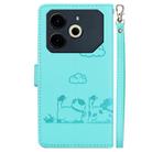 For Tecno Pova 6 Neo Cute Cats RFID Leather Phone Case(Green) - 3