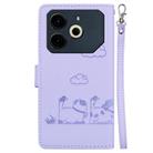 For Tecno Pova 6 Neo Cute Cats RFID Leather Phone Case(Purple) - 3