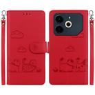 For Tecno Pova 6 Neo Cute Cats RFID Leather Phone Case(Red) - 1