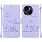 For Tecno Spark Go 1 / Pop 9 Cute Cats RFID Leather Phone Case(Purple) - 1