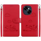 For Tecno Spark Go 1 / Pop 9 Cute Cats RFID Leather Phone Case(Red) - 1