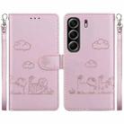 For Tecno Camon 40 Cute Cats RFID Leather Phone Case(Rose Gold) - 1