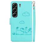 For Tecno Camon 40 Cute Cats RFID Leather Phone Case(Green) - 3