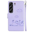 For Tecno Camon 40 Cute Cats RFID Leather Phone Case(Purple) - 3