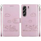 For Tecno Camon 40 Pro 4G Cute Cats RFID Leather Phone Case(Rose Gold) - 1