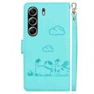 For Tecno Camon 40 Pro 4G Cute Cats RFID Leather Phone Case(Green) - 3
