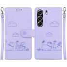 For Tecno Camon 40 Pro 4G Cute Cats RFID Leather Phone Case(Purple) - 1