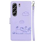 For Tecno Camon 40 Pro 4G Cute Cats RFID Leather Phone Case(Purple) - 3