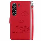 For Tecno Camon 40 Pro 4G Cute Cats RFID Leather Phone Case(Red) - 3