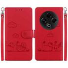 For Tecno Spark 30 4G Cute Cats RFID Leather Phone Case(Red) - 1