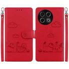 For Tecno Spark 30 Pro Cute Cats RFID Leather Phone Case(Red) - 1