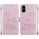 For Tecno Pop 10 / Spark Go 2 4G Cute Cats RFID Leather Phone Case(Rose Gold) - 1