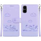 For Tecno Pop 10 / Spark Go 2 4G Cute Cats RFID Leather Phone Case(Purple) - 1