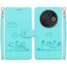 For Tecno Pop 9 5G / Spark 30C 5G Cute Cats RFID Leather Phone Case(Green) - 1