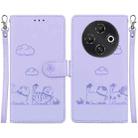 For Tecno Pop 9 5G / Spark 30C 5G Cute Cats RFID Leather Phone Case(Purple) - 1