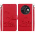 For Tecno Pop 9 5G / Spark 30C 5G Cute Cats RFID Leather Phone Case(Red) - 1