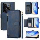 For Tecno Camon 20 Premier Multi-Card Slots Zipper Wallet Leather Phone Case(Blue) - 1