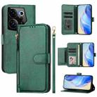 For Tecno Camon 20 Premier Multi-Card Slots Zipper Wallet Leather Phone Case(Green) - 1