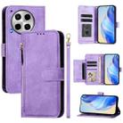 For Tecno Camon 30 4G / 5G Multi-Card Slots Zipper Wallet Leather Phone Case(Purple) - 1