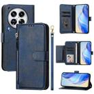 For Tecno Camon 30 Premier 5G Multi-Card Slots Zipper Wallet Leather Phone Case(Blue) - 1