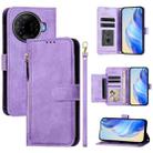 For Tecno Camon 30 Pro 5G Multi-Card Slots Zipper Wallet Leather Phone Case(Purple) - 1