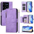 For Tecno Pova 5 Pro Multi-Card Slots Zipper Wallet Leather Phone Case(Purple) - 1