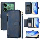 For Tecno Pova 6 4G Multi-Card Slots Zipper Wallet Leather Phone Case(Blue) - 1