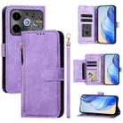 For Tecno Pova 6 Neo Multi-Card Slots Zipper Wallet Leather Phone Case(Purple) - 1