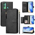 For Tecno Spark 7P Multi-Card Slots Zipper Wallet Leather Phone Case(Black) - 1