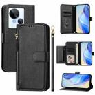 For Tecno Spark 10 5G Multi-Card Slots Zipper Wallet Leather Phone Case(Black) - 1