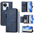 For Tecno Spark 10 5G Multi-Card Slots Zipper Wallet Leather Phone Case(Blue) - 1