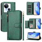 For Tecno Spark 10 5G Multi-Card Slots Zipper Wallet Leather Phone Case(Green) - 1