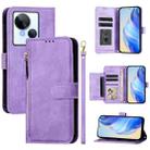 For Tecno Spark 10 5G Multi-Card Slots Zipper Wallet Leather Phone Case(Purple) - 1