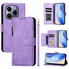 For Tecno Spark 20 Pro 5G Multi-Card Slots Zipper Wallet Leather Phone Case(Purple) - 1