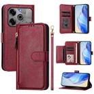 For Tecno Spark Go 2021 Multi-Card Slots Zipper Wallet Leather Phone Case(Dark Red) - 1