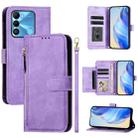 For Tecno Spark Go 2022 / Spark 8C / Spark 9 Multi-Card Slots Zipper Wallet Leather Phone Case(Purple) - 1