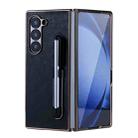 For Samsung Galaxy Z Fold6 Plating Frame PU Fold Phone Case with Pen(Black) - 1