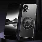 For iPhone 16 Rotating Holder Frosted Metal Phone Case(Black) - 1