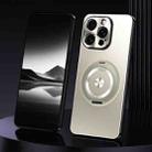 For iPhone 15 Pro Rotating Holder Frosted Metal Phone Case(Titanium) - 1