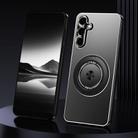 For Samsung Galaxy S24+ 5G Rotating Holder Frosted Metal Phone Case(Black) - 1