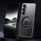 For Samsung Galaxy S25 5G Rotating Holder Frosted Metal Phone Case(Black) - 1