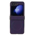 For Samsung Galaxy Z Flip6 Three Parts Plating Frame MagSafe Carbon Fiber Fold Phone Case(Dark Purple) - 1