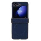 For Samsung Galaxy Z Flip6 Three Parts Plating Frame MagSafe Carbon Fiber Fold Phone Case(Navy Blue) - 1