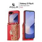 For Samsung Galaxy Z Flip6 POLA Multi-Card Slots Leaf Pattern Phone Case(Red) - 2