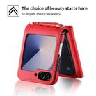 For Samsung Galaxy Z Flip6 POLA Multi-Card Slots Leaf Pattern Phone Case(Red) - 3