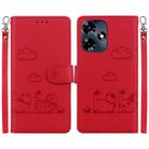For Infinix Hot 30 4G Cute Cats RFID Leather Phone Case(Red) - 1