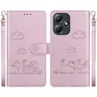 For Infinix Hot 30 Play Cute Cats RFID Leather Phone Case(Rose Gold) - 1