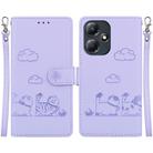 For Infinix Hot 30 Play Cute Cats RFID Leather Phone Case(Purple) - 1